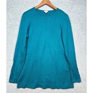 J Jill Teal Sweater Size M Tall Cotton Blend Pullover Casual Winter Lightweight